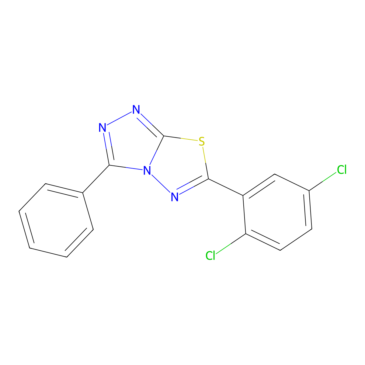 6-(2,5-Dichlorophenyl)-3-phenyl-[1,2,4]triazolo[3,4-b][1,3,4]thiadiazole molecular structure, CAS 708995-05-5