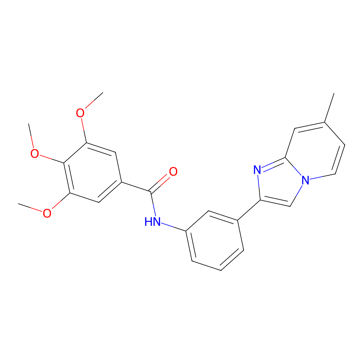3,4,5-trimethoxy-N-(3-(7-methylimidazo[1,2-a]pyridin-2-yl)phenyl)benzamide molecular structure, CAS 708995-11-3