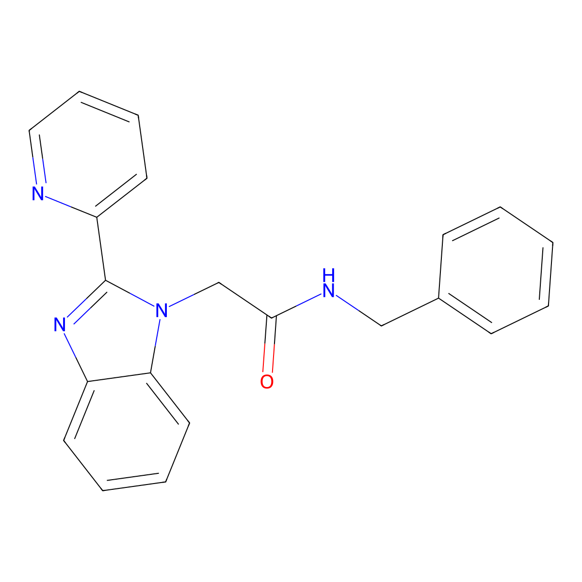 N-benzyl-2-(2-(pyridin-2-yl)-1H-benzo[d]imidazol-1-yl)acetamide molecular structure, CAS 708995-12-4