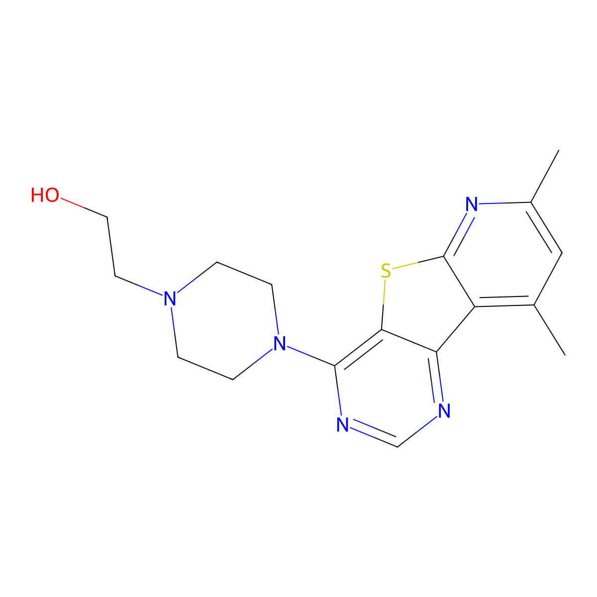 2-[4-(7,9-Dimethylpyrido[3',2':4,5]thieno[3,2-d]pyrimidin-4-yl)-1-piperazinyl]ethanol molecular structure, CAS 708995-15-7
