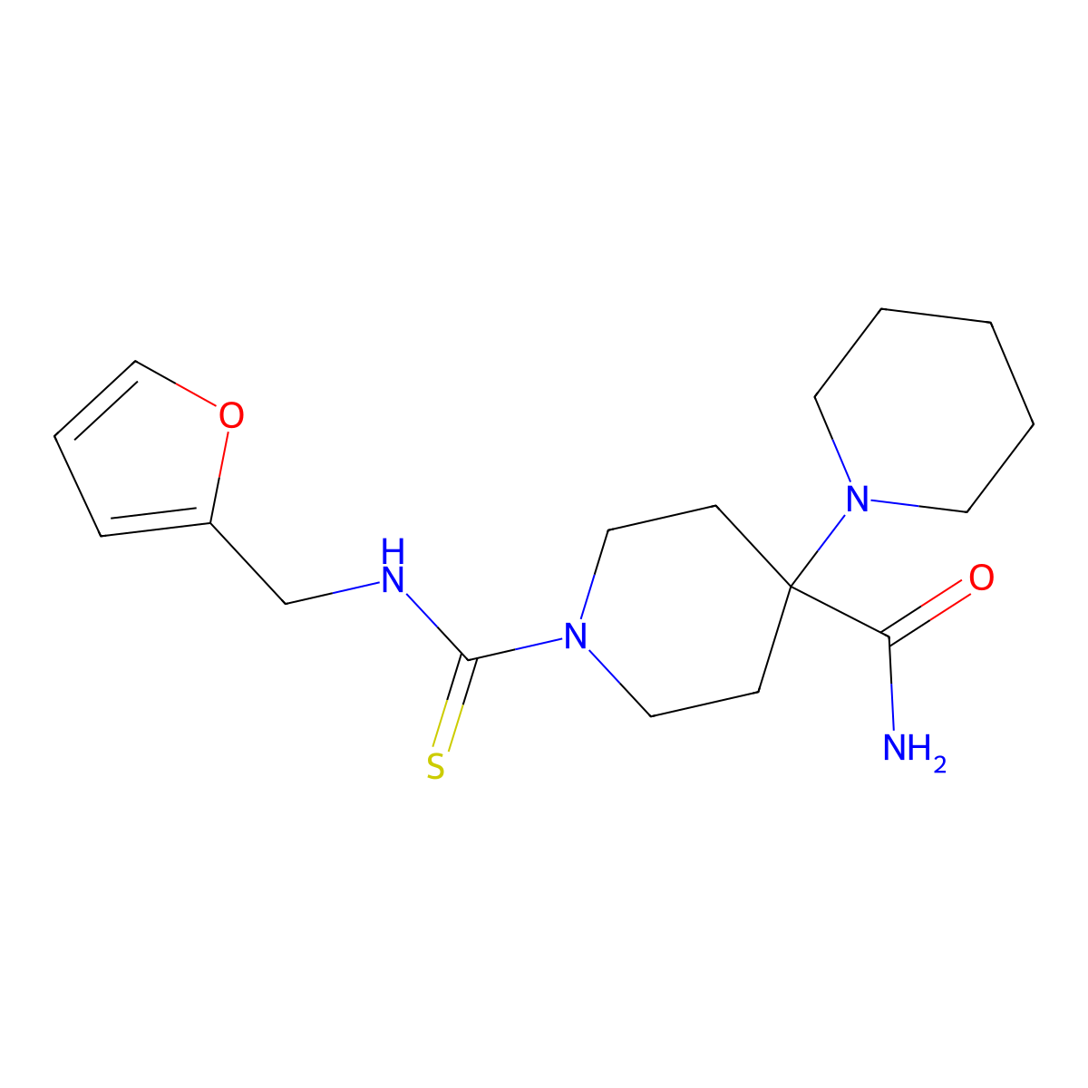 1-(Furan-2-ylmethylcarbamothioyl)-4-piperidin-1-ylpiperidine-4-carboxamide molecular structure, CAS 708995-17-9