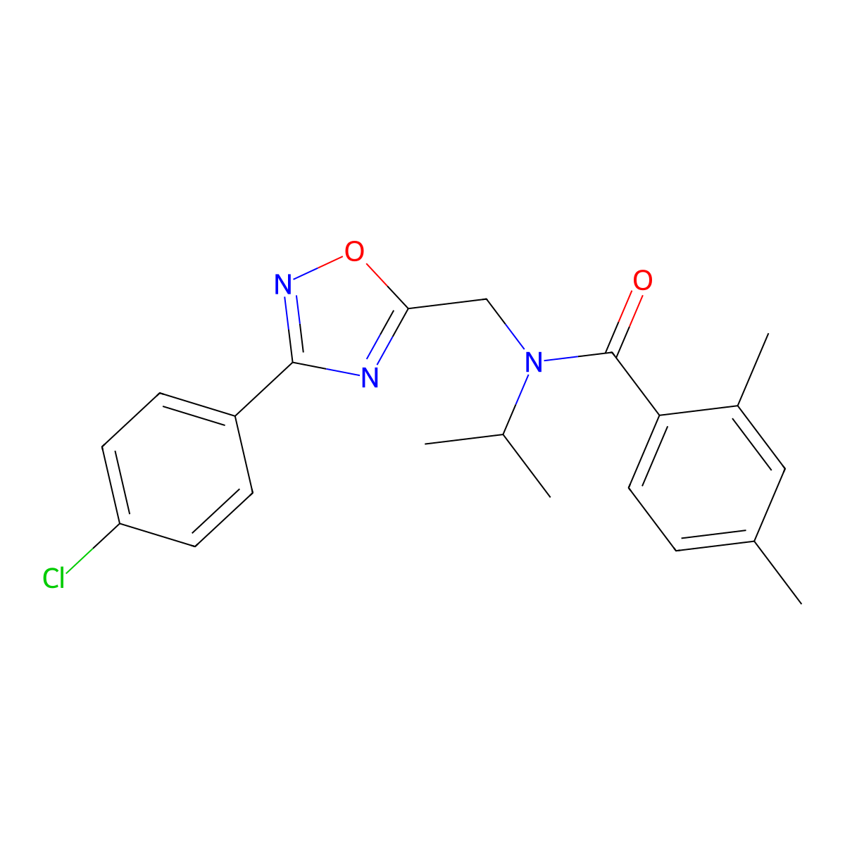 N-[[3-(4-chlorophenyl)-1,2,4-oxadiazol-5-yl]methyl]-2,4-dimethyl-N-propan-2-ylbenzamide molecular structure, CAS 708995-19-1