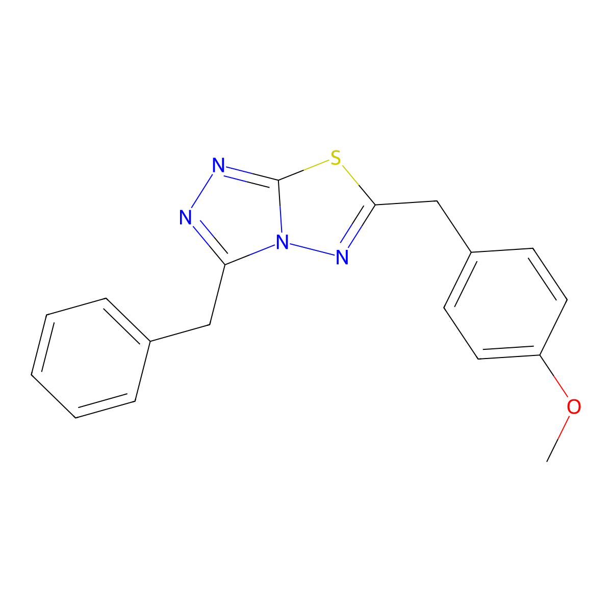 3-Benzyl-6-[(4-methoxyphenyl)methyl]-[1,2,4]triazolo[3,4-b][1,3,4]thiadiazole molecular structure, CAS 708995-28-2