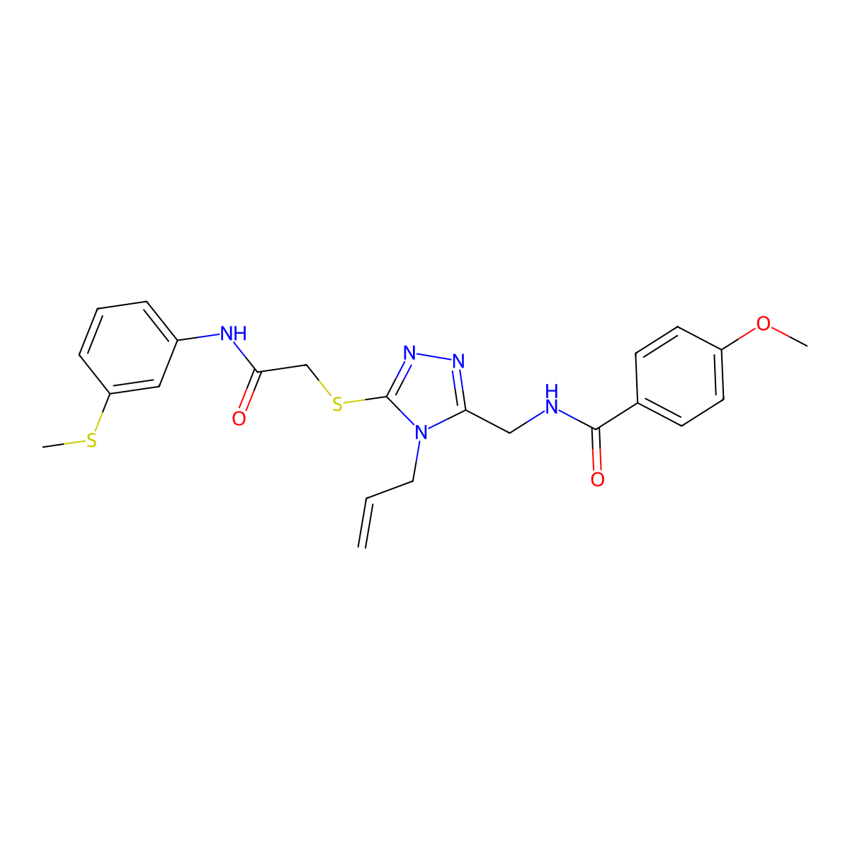 4-methoxy-N-[[5-[2-(3-methylsulfanylanilino)-2-oxoethyl]sulfanyl-4-prop-2-enyl-1,2,4-triazol-3-yl]methyl]benzamide molecular structure, CAS 708995-32-8