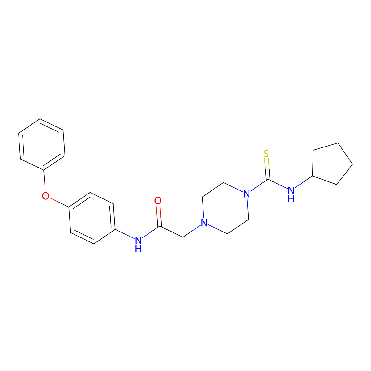 2-(4-(Cyclopentylcarbamothioyl)piperazin-1-yl)-N-(4-phenoxyphenyl)acetamide molecular structure, CAS 708995-43-1