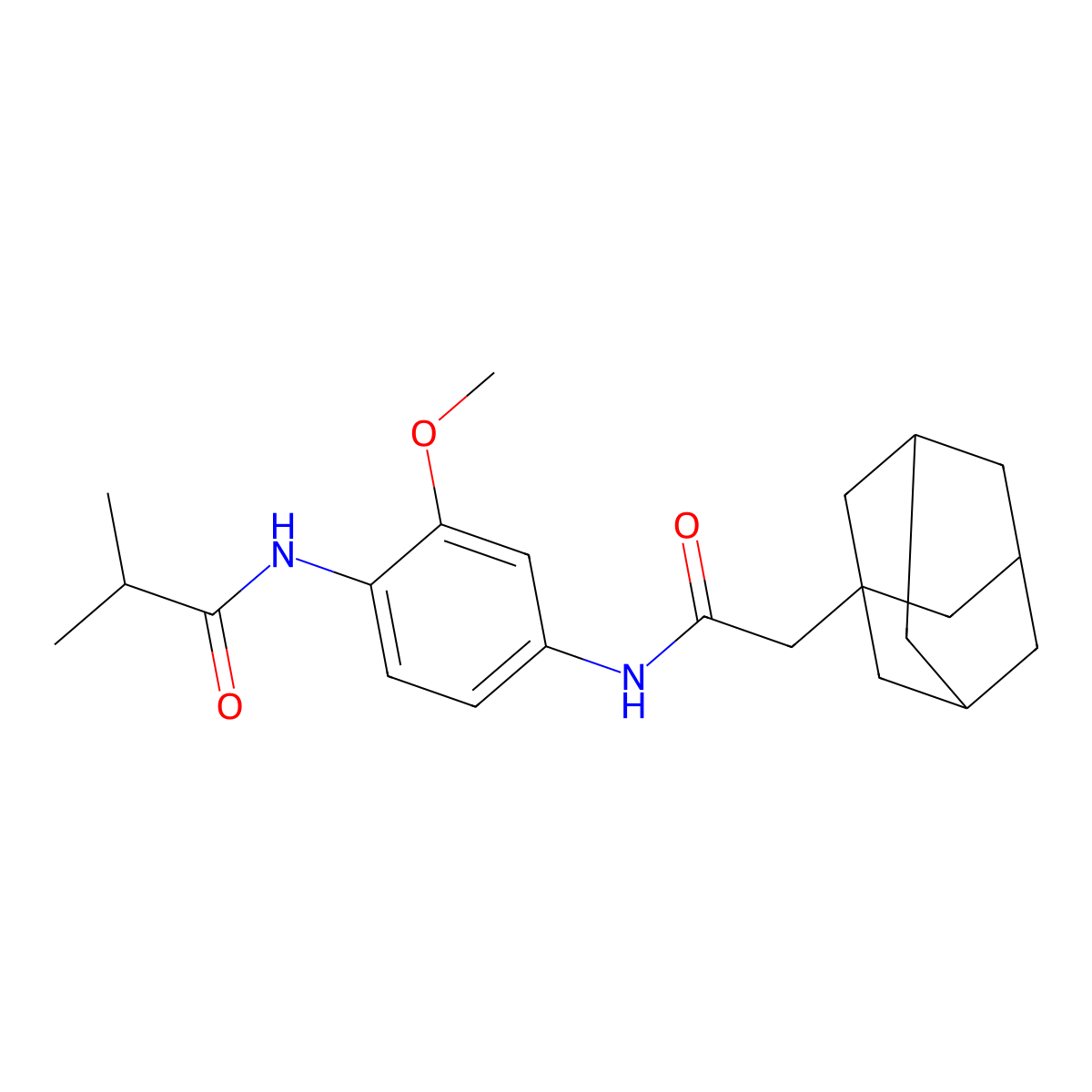N-[4-[[2-(1-adamantyl)acetyl]amino]-2-methoxyphenyl]-2-methylpropanamide molecular structure, CAS 708995-48-6