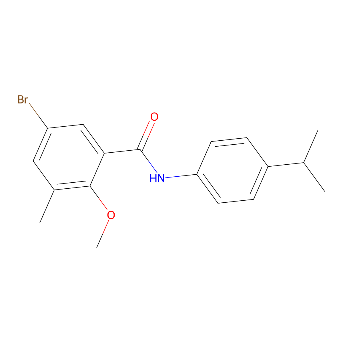 5-bromo-2-methoxy-3-methyl-N-(4-propan-2-ylphenyl)benzamide molecular structure, CAS 708995-59-9