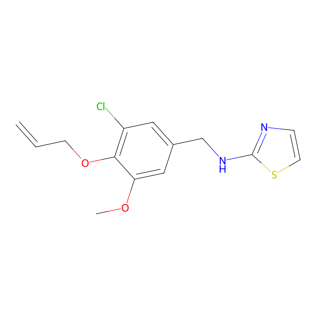 (4-Allyloxy-3-chloro-5-methoxy-benzyl)-thiazol-2-yl-amine molecular structure, CAS 708995-70-4