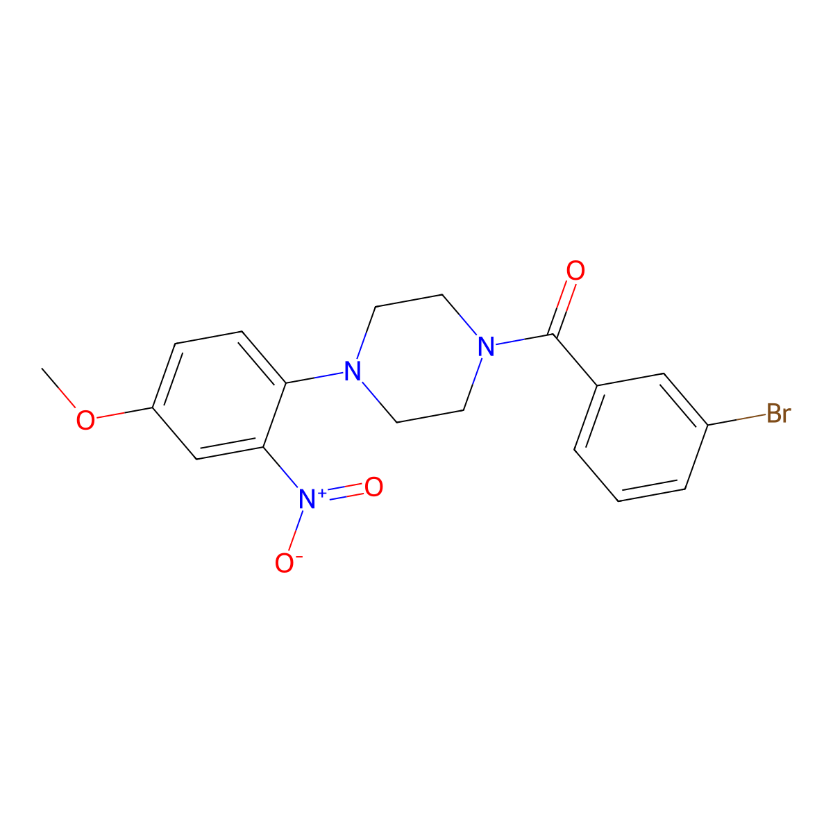 (3-Bromophenyl)-[4-(4-methoxy-2-nitrophenyl)piperazin-1-yl]methanone molecular structure, CAS 708995-92-0