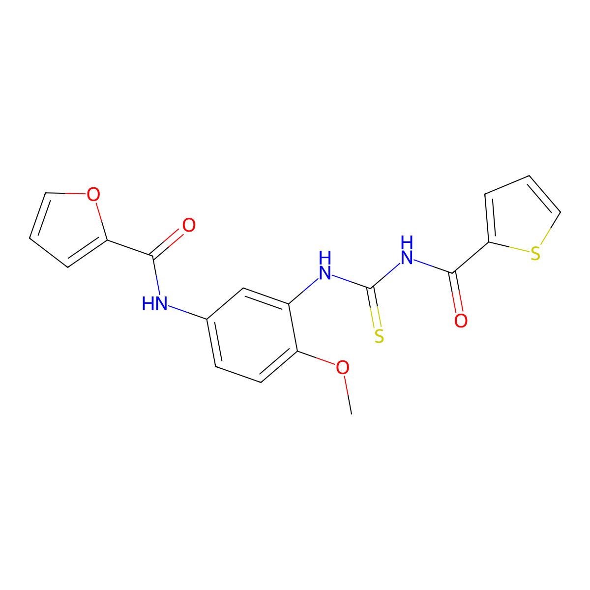 N-[4-methoxy-3-(thiophene-2-carbonylcarbamothioylamino)phenyl]furan-2-carboxamide molecular structure, CAS 708995-95-3