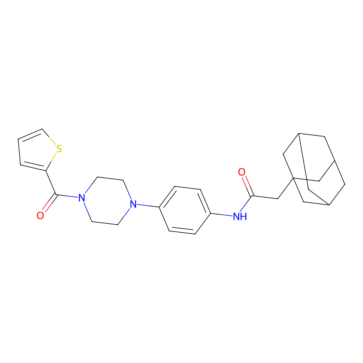 2-(1-adamantyl)-N-[4-[4-(thiophene-2-carbonyl)piperazin-1-yl]phenyl]acetamide molecular structure, CAS 708996-11-6