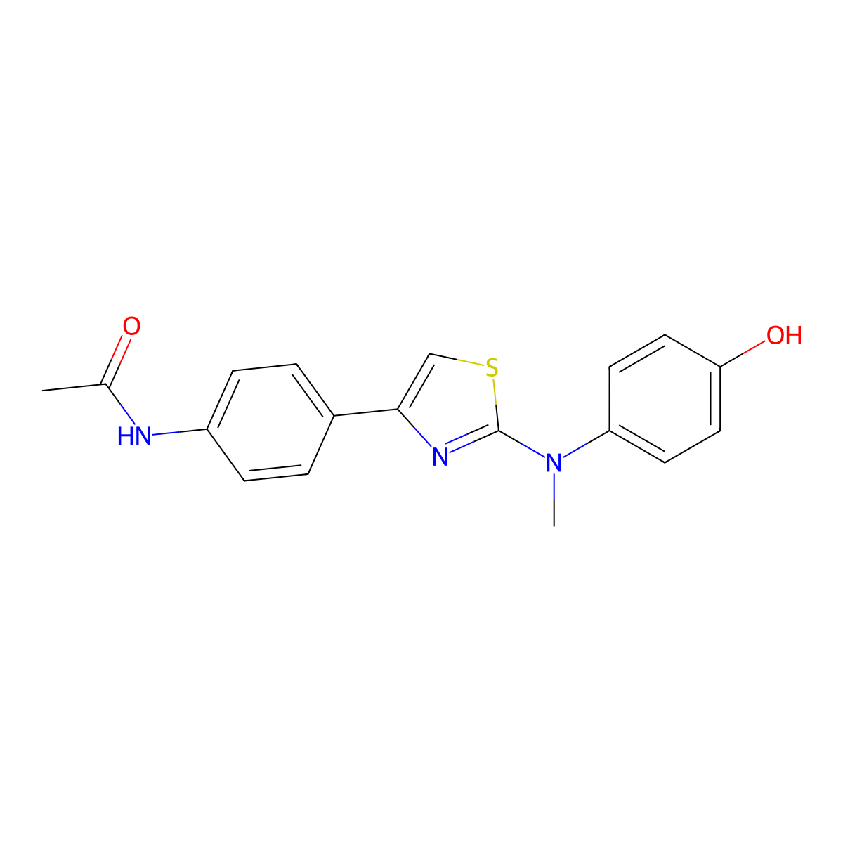 N-[4-[2-(4-hydroxy-N-methylanilino)-1,3-thiazol-4-yl]phenyl]acetamide molecular structure, CAS 708996-37-6