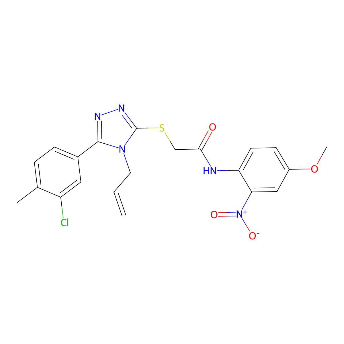 2-[[5-(3-chloro-4-methylphenyl)-4-prop-2-enyl-1,2,4-triazol-3-yl]sulfanyl]-N-(4-methoxy-2-nitrophenyl)acetamide molecular structure, CAS 708996-43-4