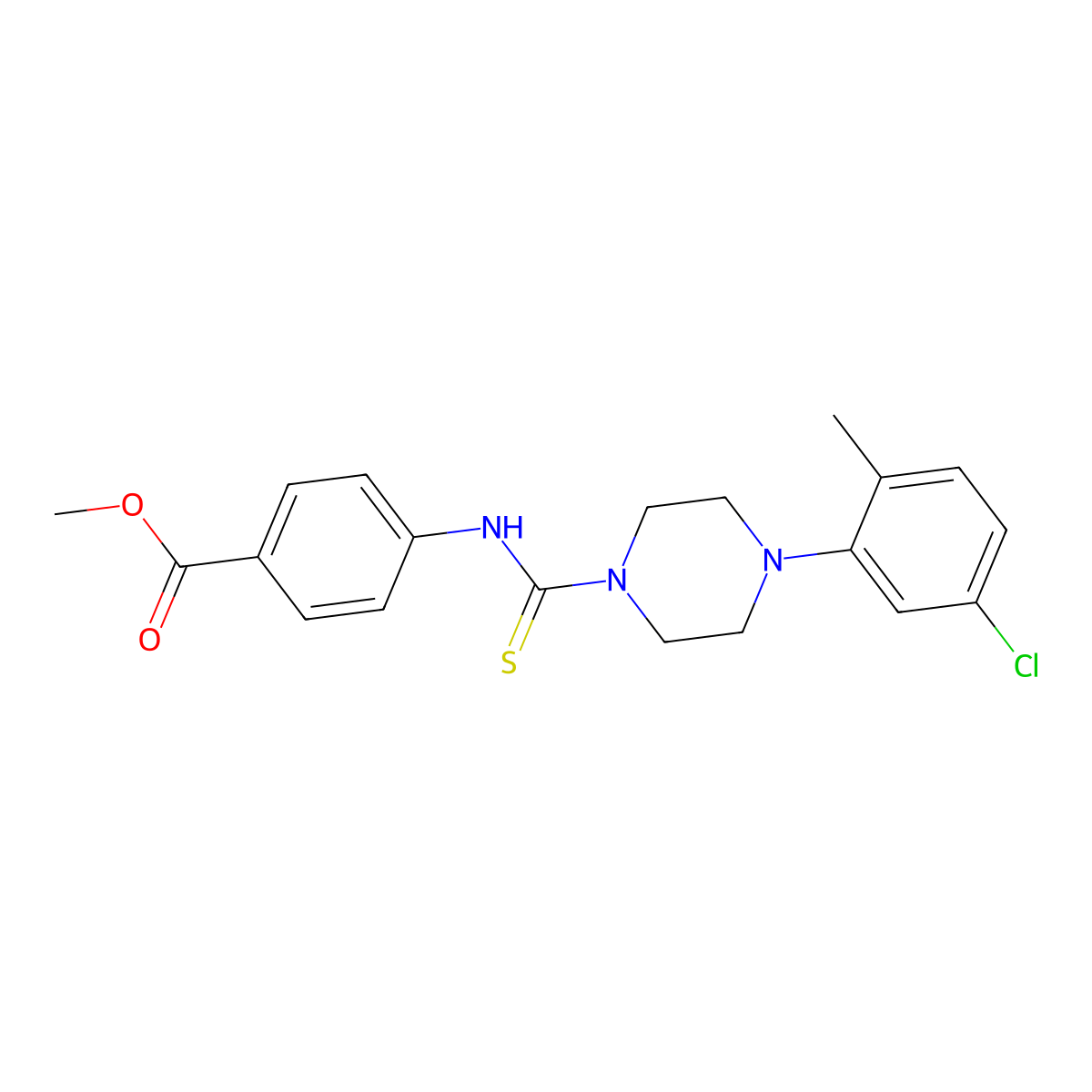 Methyl 4-({[4-(5-chloro-2-methylphenyl)piperazinyl]thioxomethyl}amino)benzoate molecular structure, CAS 708996-46-7