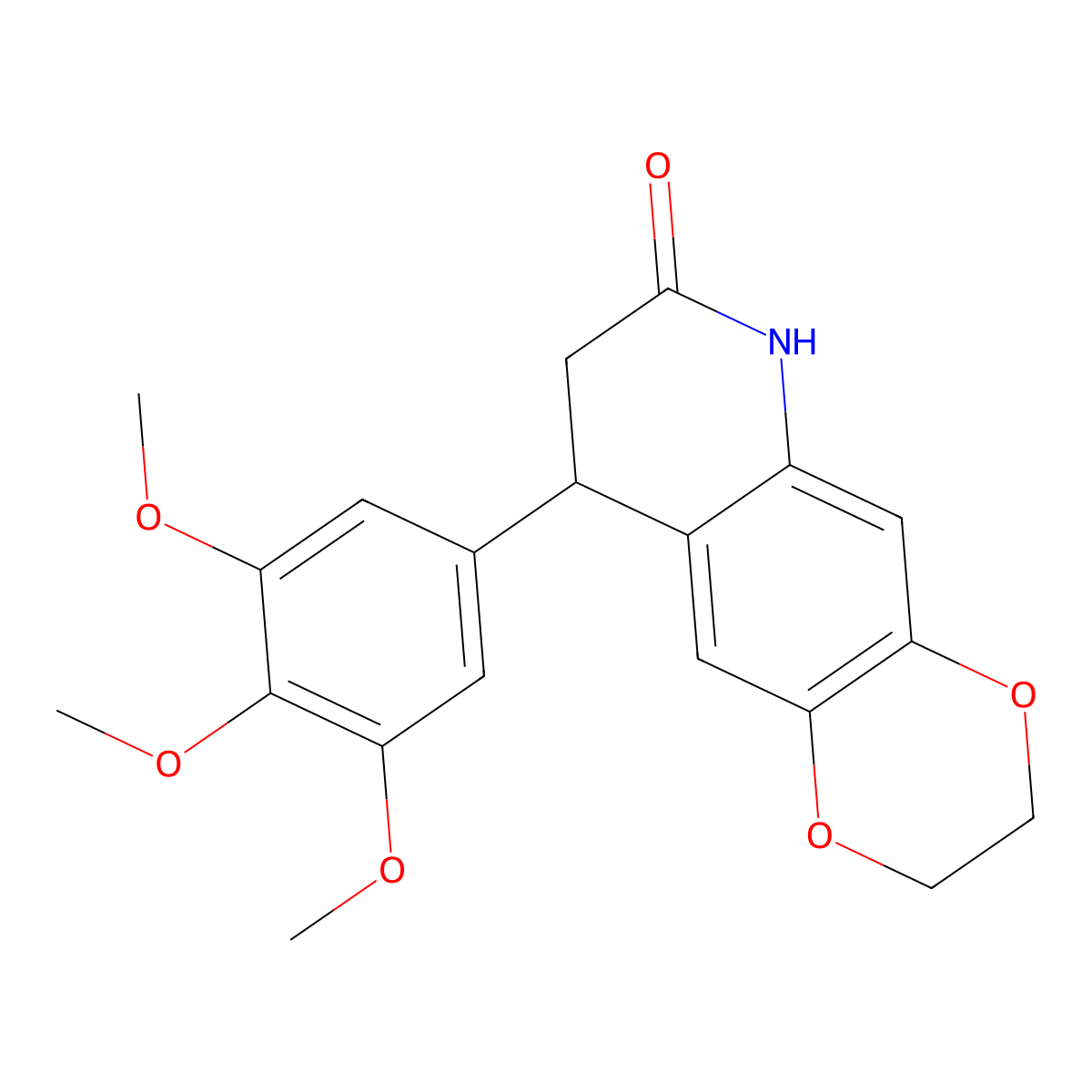 9-(3,4,5-trimethoxyphenyl)-3,6,8,9-tetrahydro-2H-[1,4]dioxino[2,3-g]quinolin-7-one molecular structure, CAS 708996-59-2