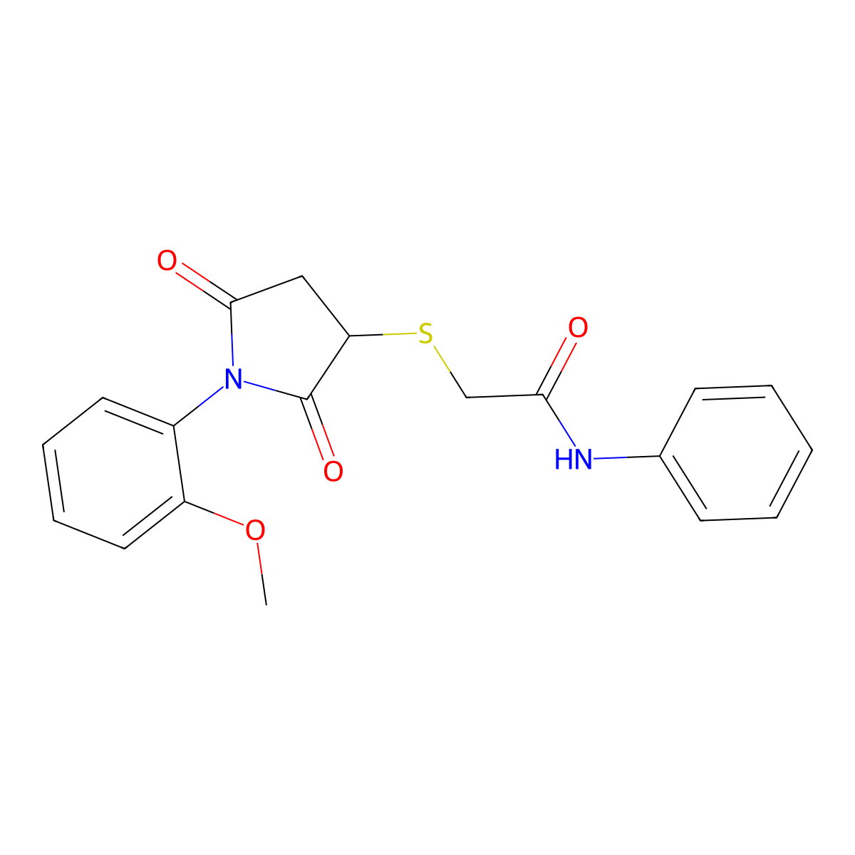 2-[1-(2-methoxyphenyl)-2,5-dioxoazolidin-3-ylthio]-N-phenylacetamide molecular structure, CAS 708996-60-5