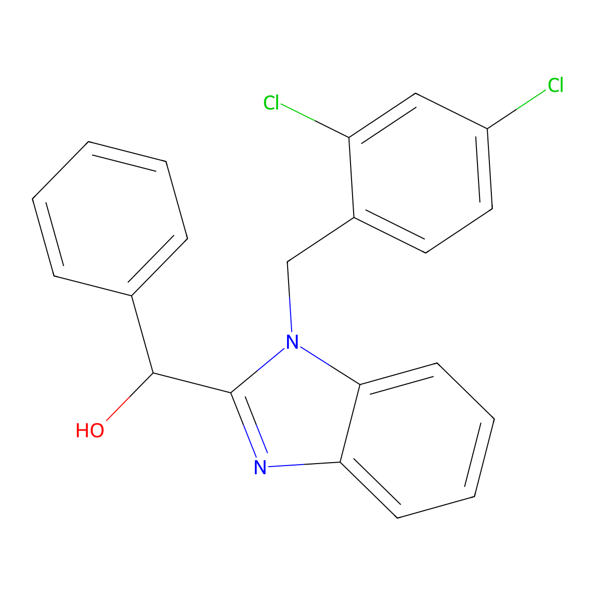 (1-(2,4-dichlorobenzyl)-1H-benzo[d]imidazol-2-yl)(phenyl)methanol molecular structure, CAS 708996-64-9