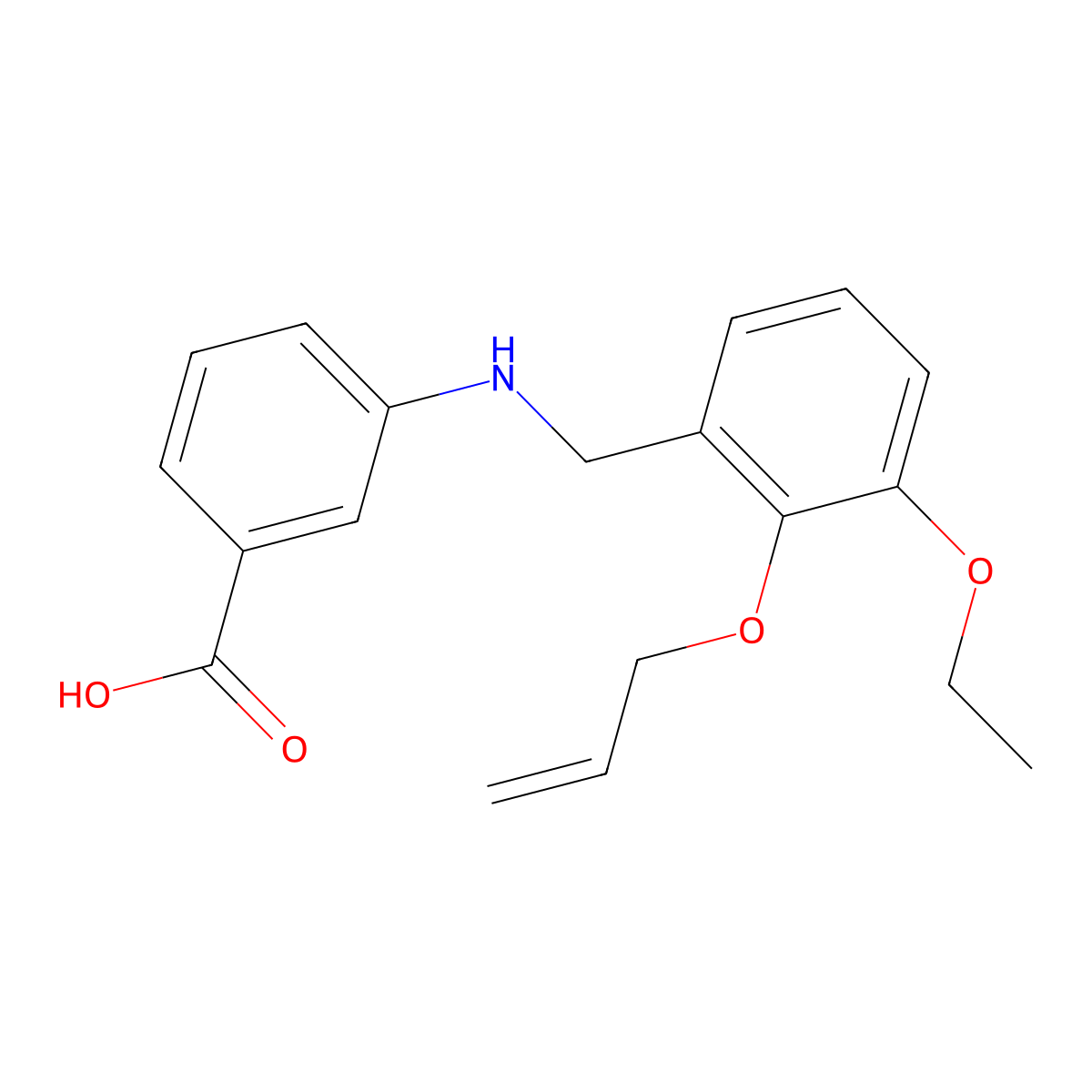 3-{[2-(Allyloxy)-3-ethoxybenzyl]amino}benzoic acid molecular structure, CAS 708996-67-2