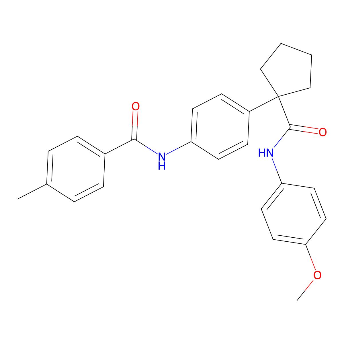 N-(4-{1-[(4-methoxyphenyl)carbamoyl]cyclopentyl}phenyl)-4-methylbenzamide molecular structure, CAS 708996-71-8