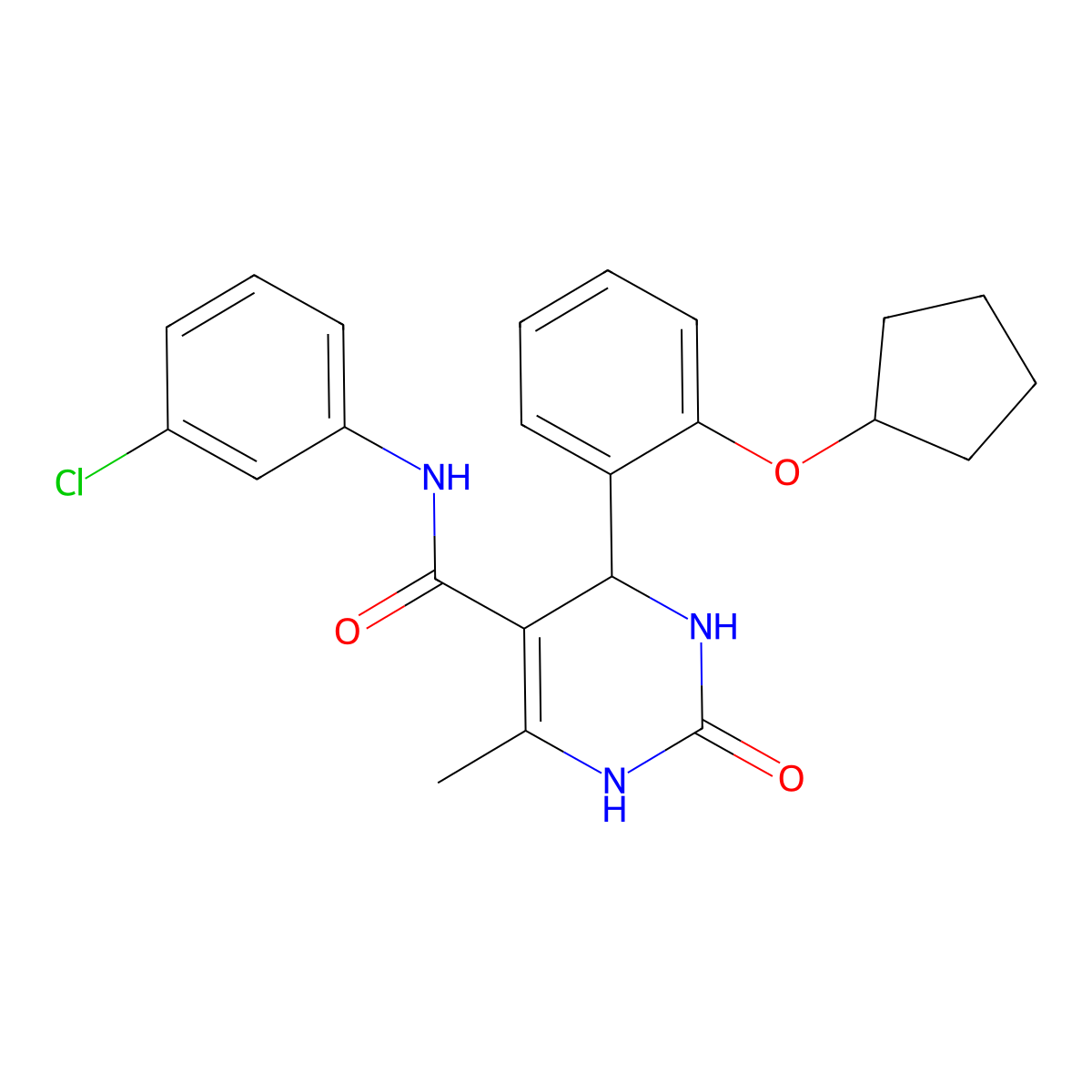 N-(3-chlorophenyl)-4-(2-cyclopentyloxyphenyl)-6-methyl-2-oxo-3,4-dihydro-1H-pyrimidine-5-carboxamide molecular structure, CAS 708996-74-1