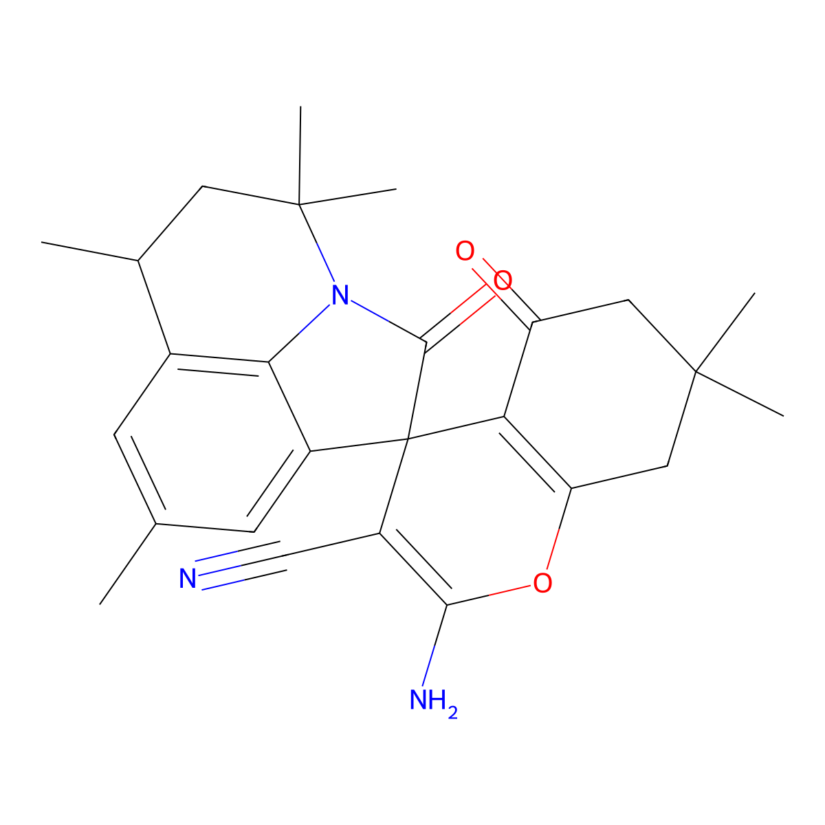 2-amino-4',4',6',7,7,8'-hexamethyl-2',5-dioxo-5,5',6,6',7,8-hexahydro-4'H-spiro[chromene-4,1'-pyrrolo[3,2,1-ij]quinoline]-3-carbonitrile molecular structure, CAS 708996-75-2