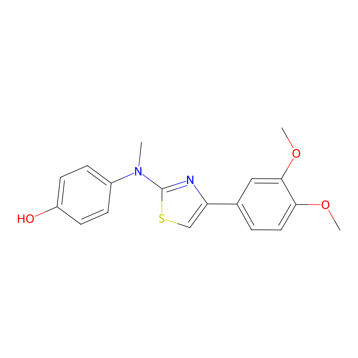 4-[[4-(3,4-Dimethoxyphenyl)-1,3-thiazol-2-yl]-methylamino]phenol molecular structure, CAS 708996-89-8