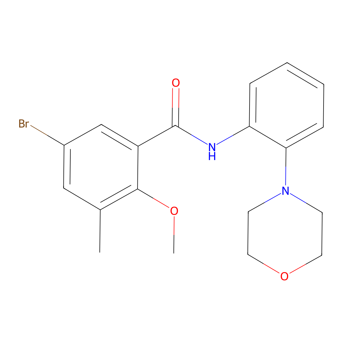 5-bromo-2-methoxy-3-methyl-N-(2-morpholin-4-ylphenyl)benzamide molecular structure, CAS 708996-96-7