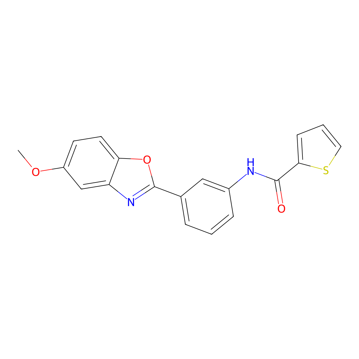 N-[3-(5-methoxy-1,3-benzoxazol-2-yl)phenyl]thiophene-2-carboxamide molecular structure, CAS 708997-05-1