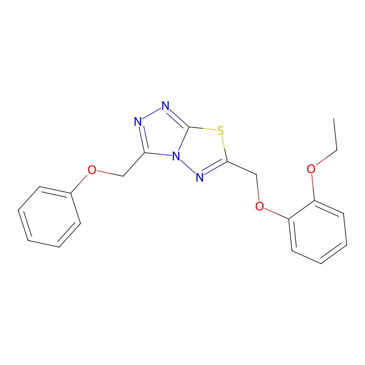 6-[(2-Ethoxyphenoxy)methyl]-3-(phenoxymethyl)[1,2,4]triazolo[3,4-b][1,3,4]thiadiazole molecular structure, CAS 708997-08-4
