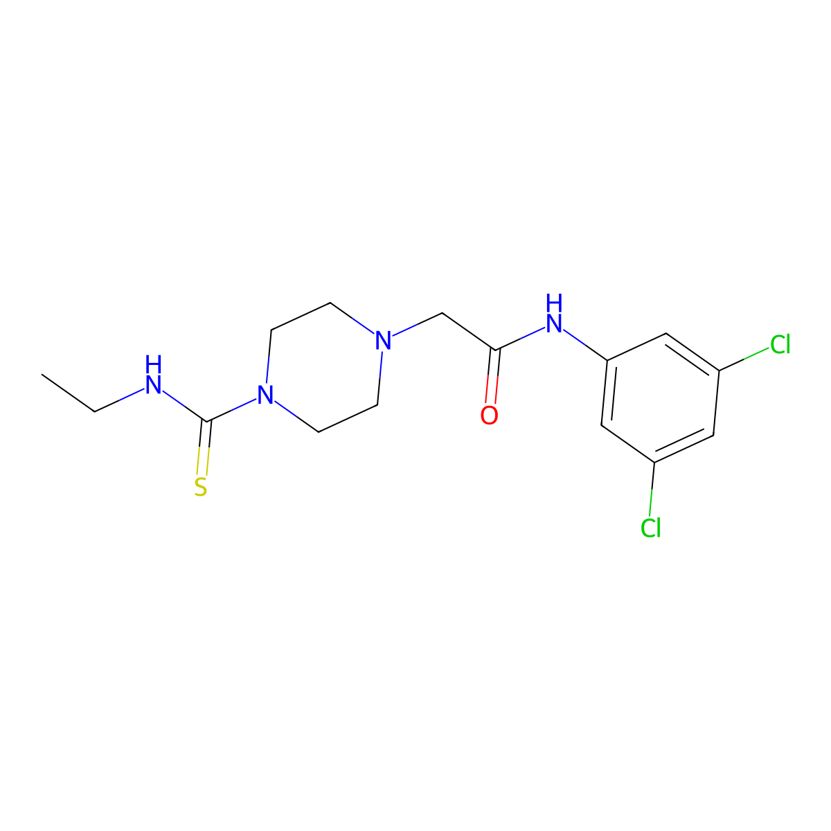 N-(3,5-dichlorophenyl)-2-[4-(ethylcarbamothioyl)piperazin-1-yl]acetamide molecular structure, CAS 708997-29-9