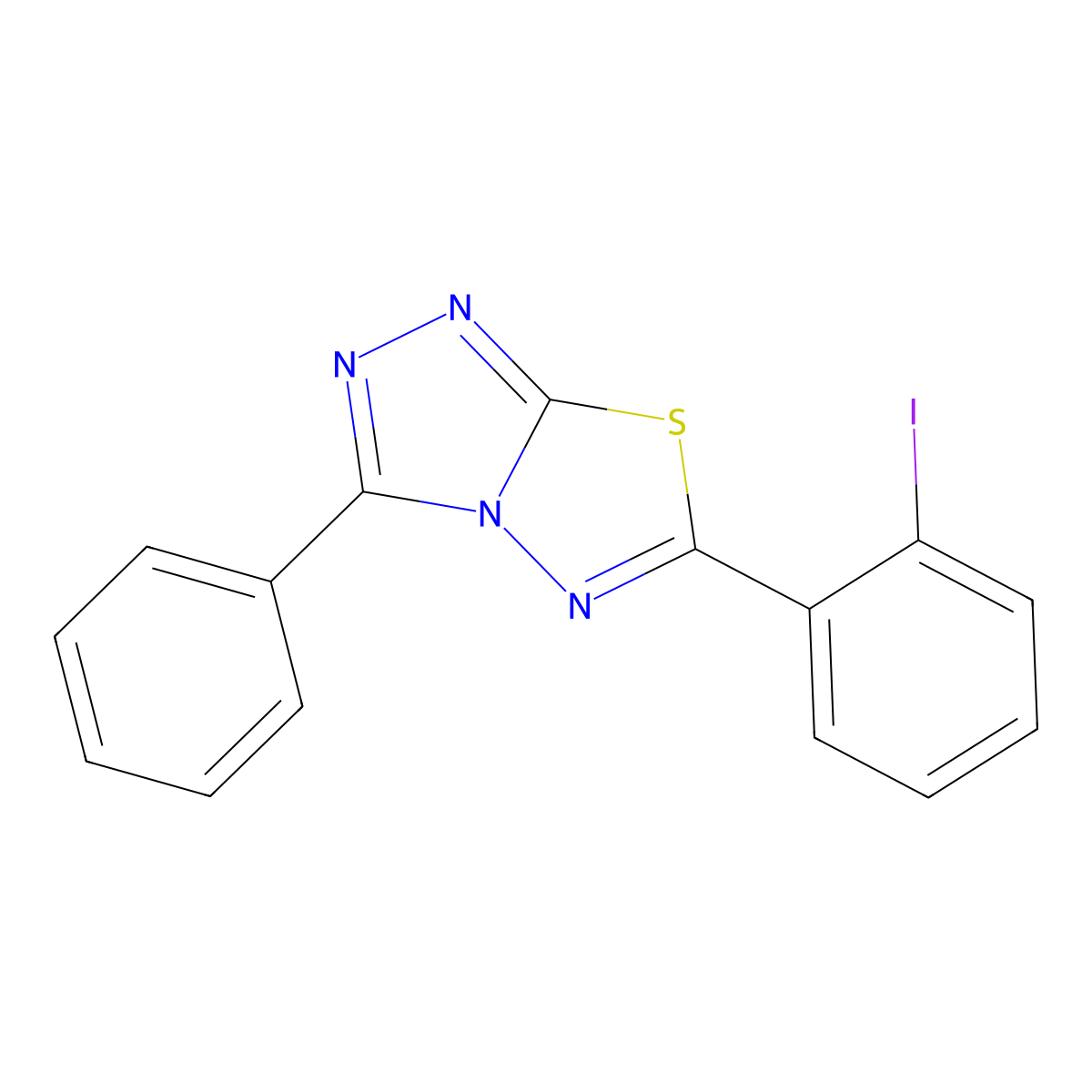 6-(2-Iodophenyl)-3-phenyl[1,2,4]triazolo[3,4-b][1,3,4]thiadiazole molecular structure, CAS 708997-33-5