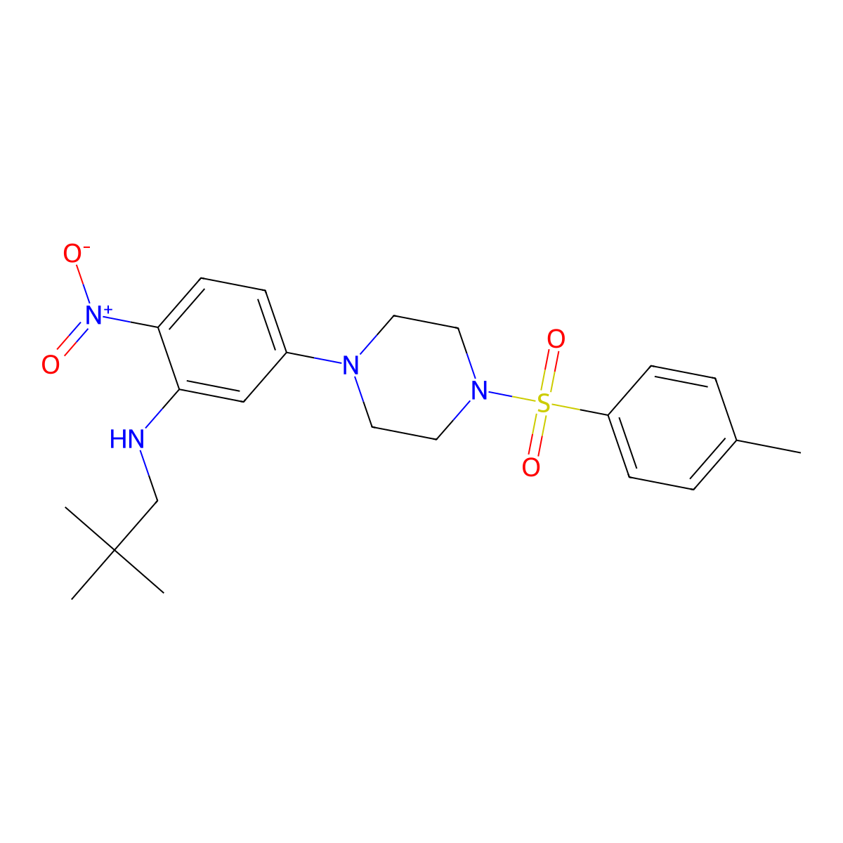 N-(2,2-dimethylpropyl)-5-[4-(4-methylphenyl)sulfonylpiperazin-1-yl]-2-nitroaniline molecular structure, CAS 708997-37-9