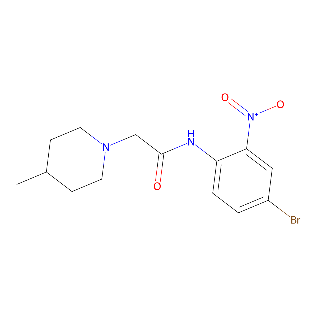 N-(4-bromo-2-nitrophenyl)-2-(4-methylpiperidin-1-yl)acetamide molecular structure, CAS 708997-46-0