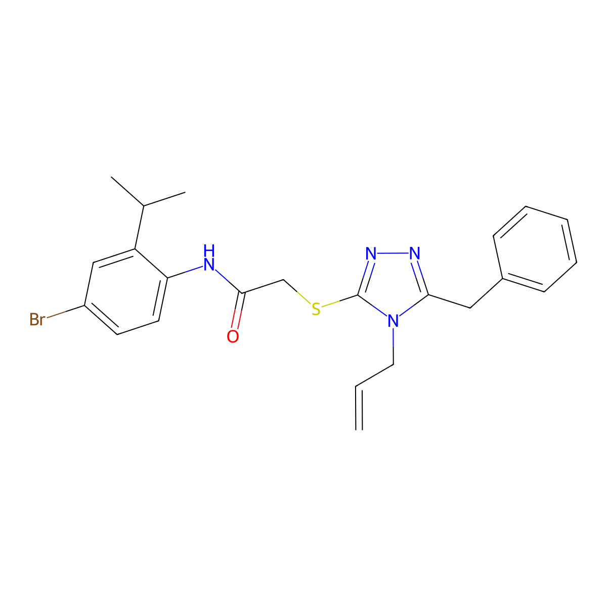 2-[(5-benzyl-4-prop-2-enyl-1,2,4-triazol-3-yl)sulfanyl]-N-(4-bromo-2-propan-2-ylphenyl)acetamide molecular structure, CAS 708997-62-0