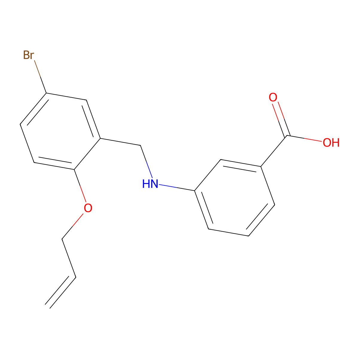 3-{[2-(Allyloxy)-5-bromobenzyl]amino}benzoic acid molecular structure, CAS 708997-88-0