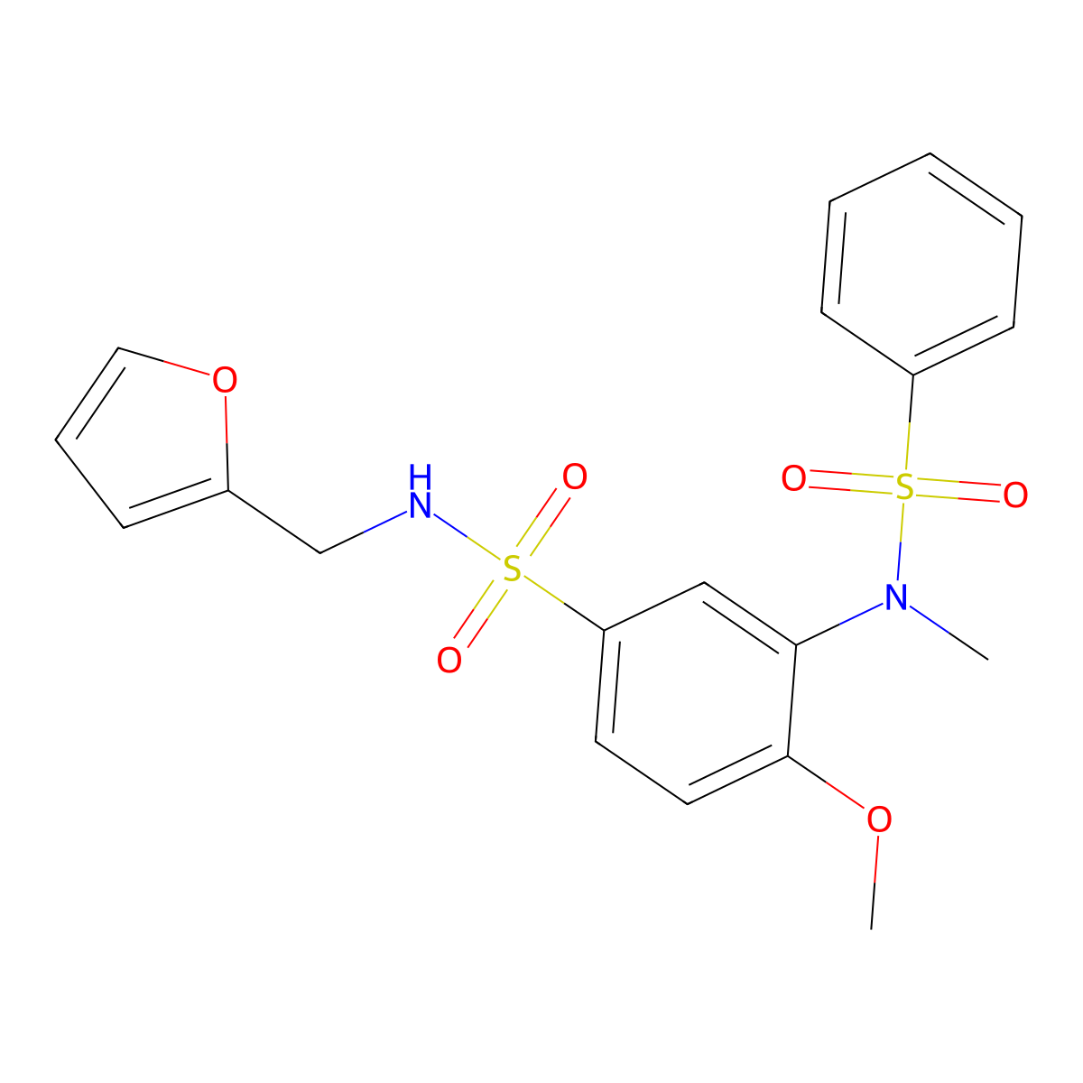 3-[benzenesulfonyl(methyl)amino]-N-(furan-2-ylmethyl)-4-methoxybenzenesulfonamide molecular structure, CAS 708997-93-7