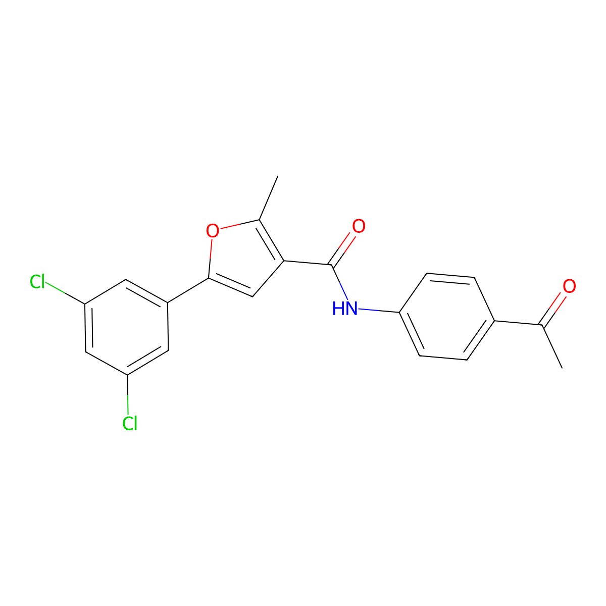 N-(4-acetylphenyl)-5-(3,5-dichlorophenyl)-2-methylfuran-3-carboxamide molecular structure, CAS 708998-02-1