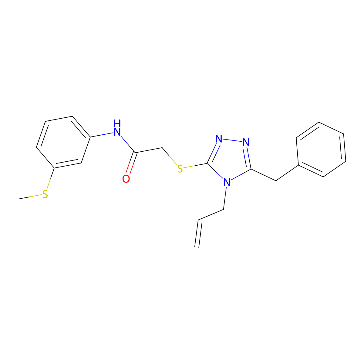 2-[(5-benzyl-4-prop-2-enyl-1,2,4-triazol-3-yl)sulfanyl]-N-(3-methylsulfanylphenyl)acetamide molecular structure, CAS 708998-03-2