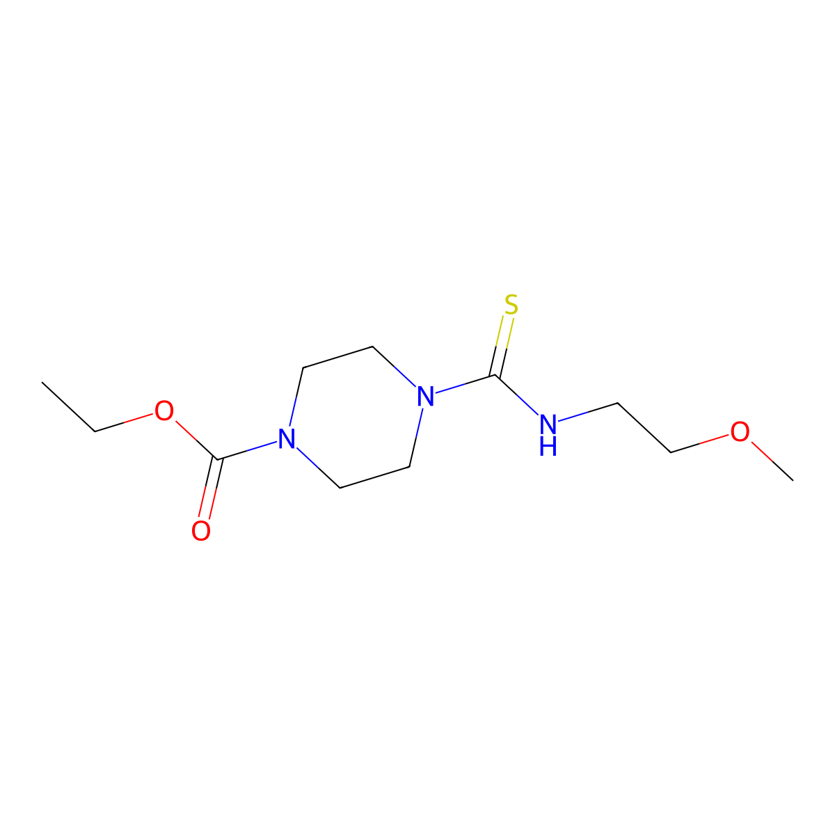 Ethyl 4-{[(2-methoxyethyl)amino]carbonothioyl}-1-piperazinecarboxylate molecular structure, CAS 708998-13-4