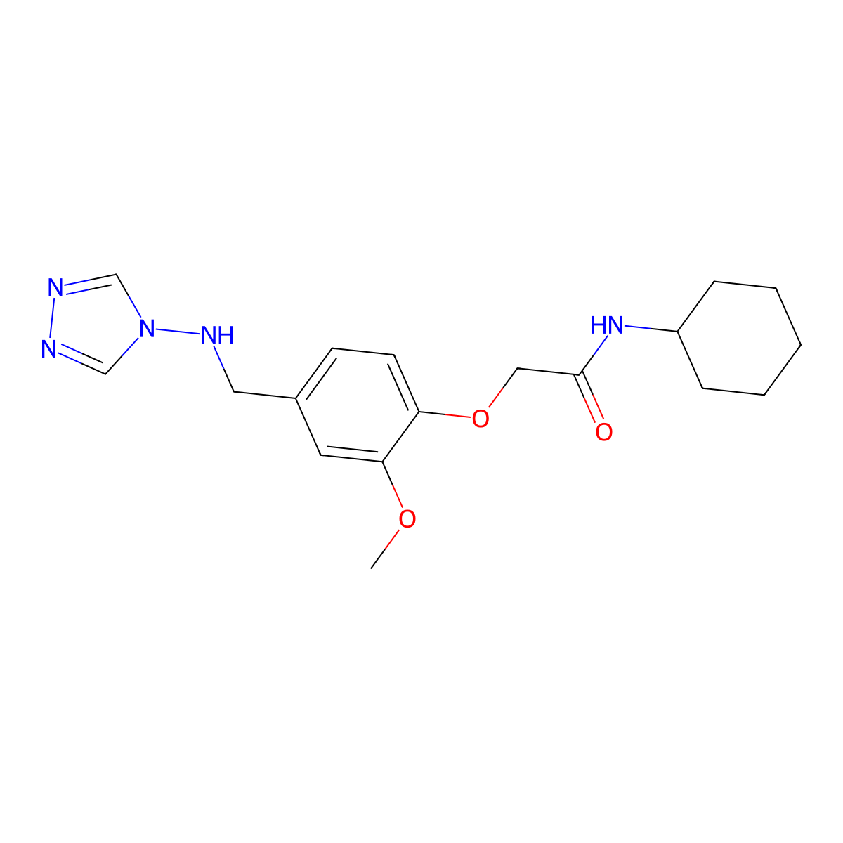 N-cyclohexyl-2-{2-methoxy-4-[(4H-1,2,4-triazol-4-ylamino)methyl]phenoxy}acetamide molecular structure, CAS 708998-19-0