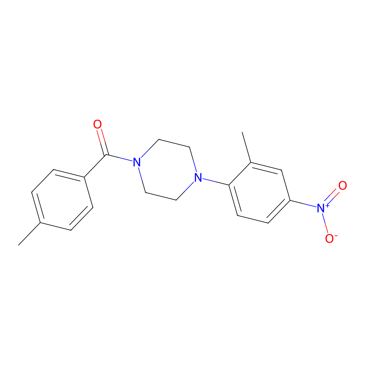 [4-(2-Methyl-4-nitrophenyl)piperazin-1-yl]-(4-methylphenyl)methanone molecular structure, CAS 708998-25-8