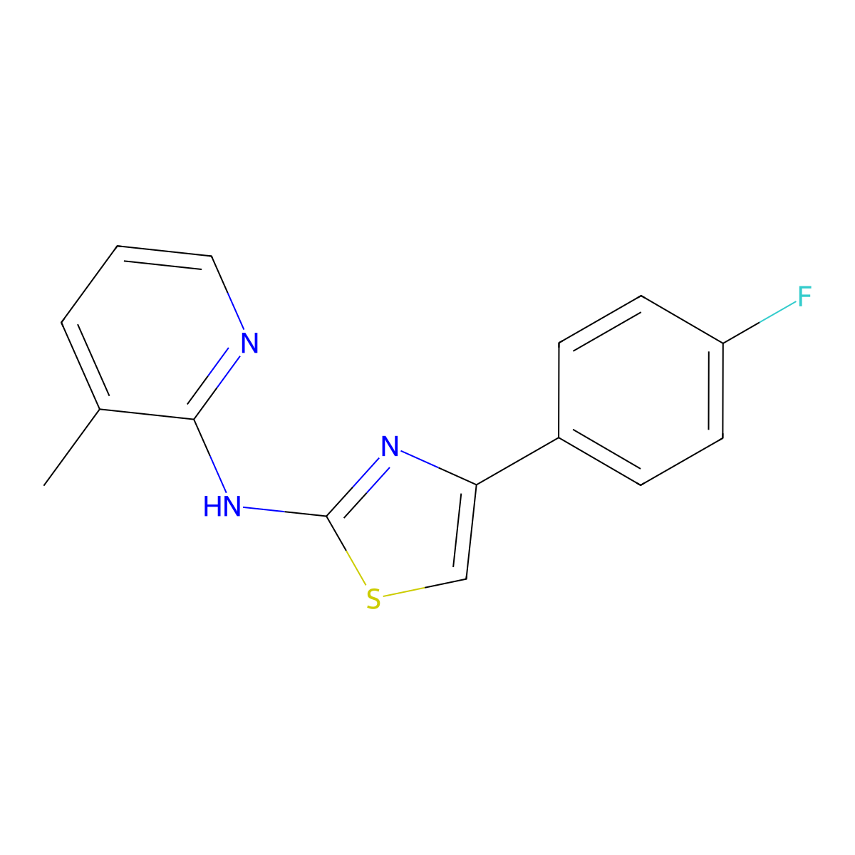 N-[4-(4-fluorophenyl)-1,3-thiazol-2-yl]-3-methylpyridin-2-amine molecular structure, CAS 708998-30-5