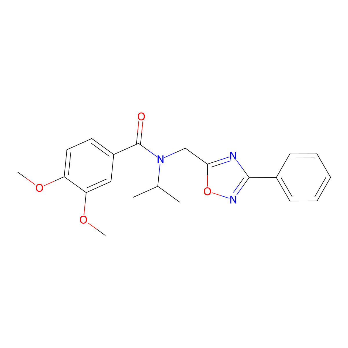 3,4-dimethoxy-N-[(3-phenyl-1,2,4-oxadiazol-5-yl)methyl]-N-propan-2-ylbenzamide molecular structure, CAS 708998-31-6