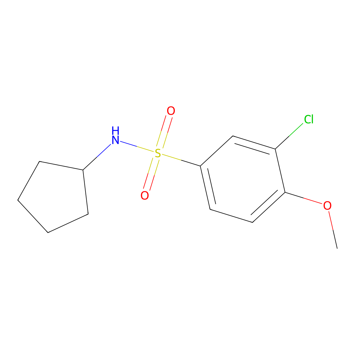 3-chloro-N-cyclopentyl-4-methoxybenzenesulfonamide molecular structure, CAS 708998-32-7