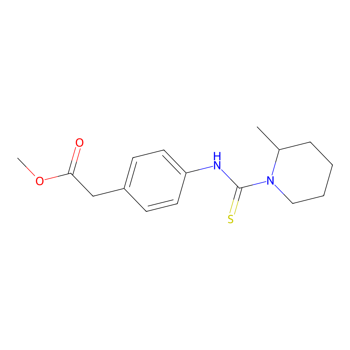 Methyl (4-{[(2-methylpiperidin-1-yl)carbonothioyl]amino}phenyl)acetate molecular structure, CAS 708998-36-1