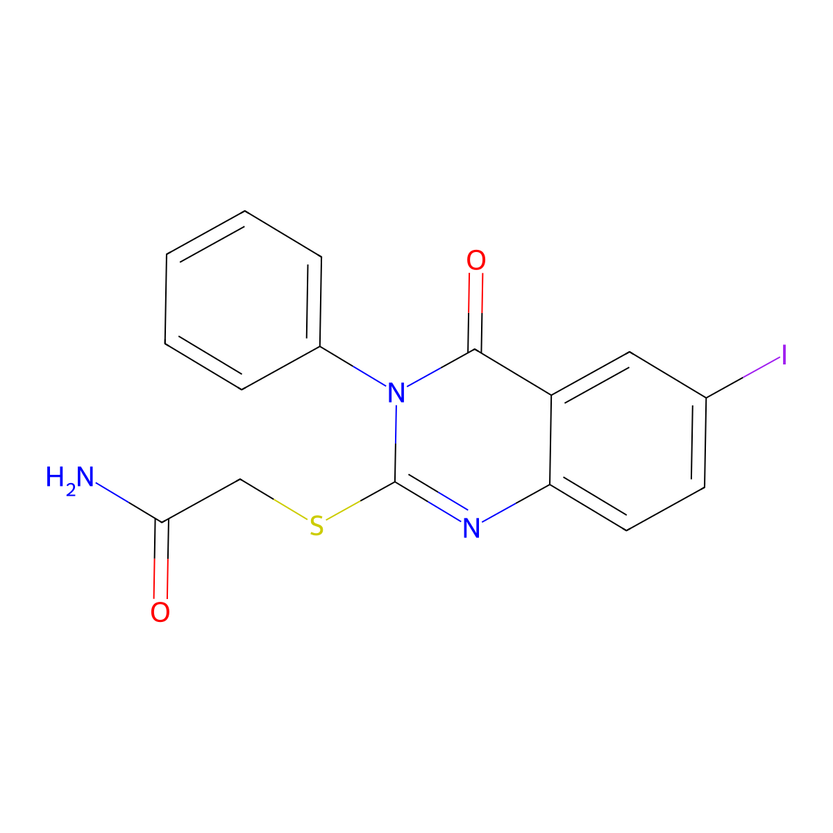2-(6-Iodo-4-oxo-3-phenylquinazolin-2-yl)sulfanylacetamide molecular structure, CAS 708998-45-2