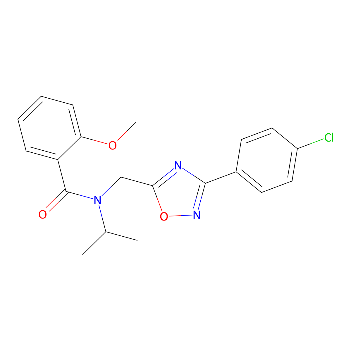 N-[[3-(4-chlorophenyl)-1,2,4-oxadiazol-5-yl]methyl]-2-methoxy-N-propan-2-ylbenzamide molecular structure, CAS 708998-51-0