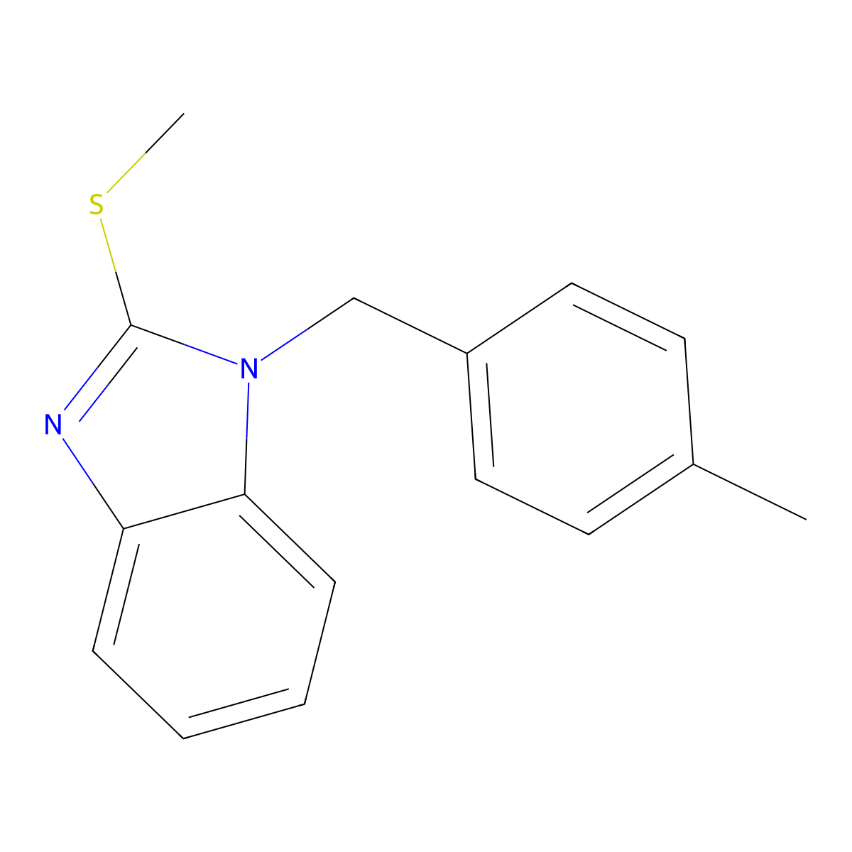 1-[(4-methylphenyl)methyl]-2-(methylsulfanyl)-1H-1,3-benzodiazole molecular structure, CAS 708998-52-1