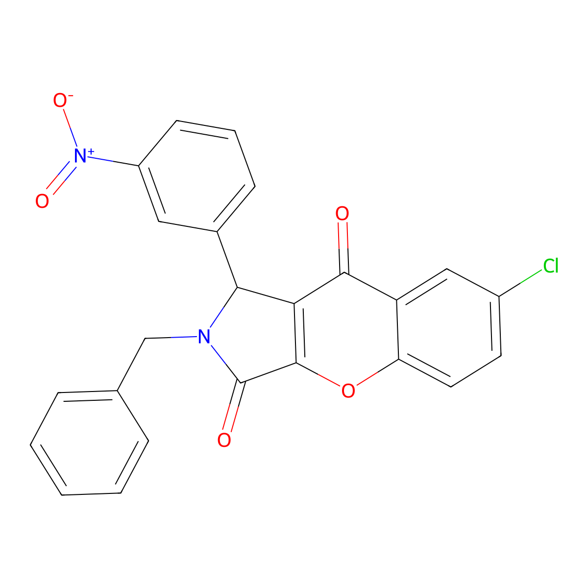 2-benzyl-7-chloro-1-(3-nitrophenyl)-1H-chromeno[2,3-c]pyrrole-3,9-dione molecular structure, CAS 708998-79-2