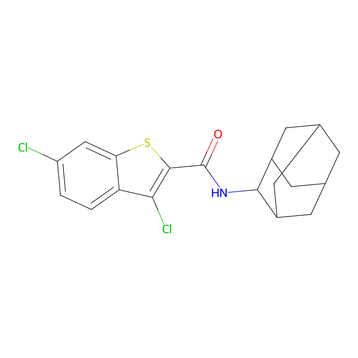 N-(2-adamantyl)-3,6-dichloro-1-benzothiophene-2-carboxamide molecular structure, CAS 708999-13-7